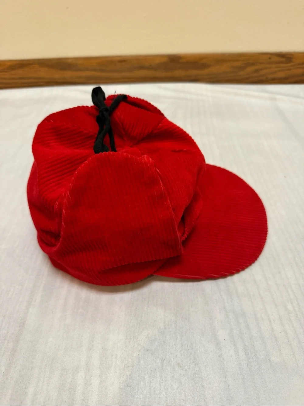 Vintage United Hatters Caps Millinery Red Corduroy Hunting Ear Flaps Hat 7 3/8